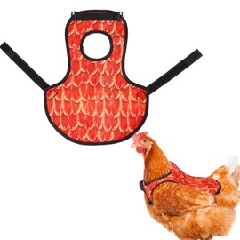 Patty Both Chicken Apron for Hens, Adjustable Protective Saddle, Red Feather Pattern, 9.8 x 12.8 inches