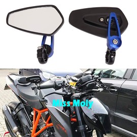 Motorcycle Bar End Side Mirrors 7/8" 22mm Aluminum Alloy Handlebar Rearview Mirrors for Scooter Cruiser Sport Bike (Blue)