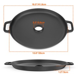 Onlyfire Cast Iron Griddle Pan for Rocket Stoves, Charcoal & Gas Grills - Nonstick Round Grill Pan with Handles for Stovetops