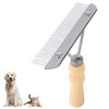 Undercoat Grooming Rake with Anti-Slip Wooden Handle, Steel Comb for