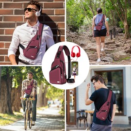 Waterproof Sling Bag Crossbody Backpack for Men Women Sling Backpack Hiking Daypack Multipurpose Cross Body Chest Bag, Red, Small, Outdoor