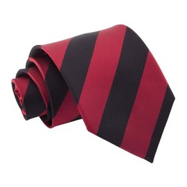 DQT Stripe Patterned Casual Business Party Work Classic Neck Tie for Men in Burgundy and Black