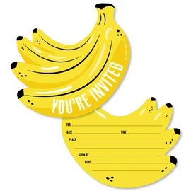 Big Dot of Happiness Let's Go Bananas - Shaped Fill-In Tropical Party Invitation Cards with Envelopes - Set of 12