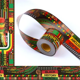 JYNTERPLAY 72ft Black History Month Bulletin Board Border Kente Cloth Two-Sided Printed Trim Paper Classroom Chalkboard Decorations for African American Celebration Party School Decor
