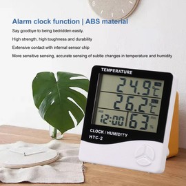 Thermometer, Indoor Outdoor Electronic Thermometer, Large Screen Display Temperature Humidity Meter with Alarm Clock Function for Greenhouse, Home, Kitchen, Garden, Aquarium