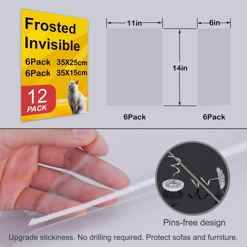 Cat Furniture Scratch Protector, Couch Guards for Cats, 12-Piece Set