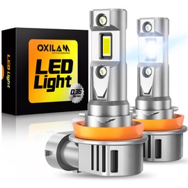 OXILAM H11/H8/H9 Fog light Bulbs, Newest 700% Super Bright Off-Road Use or Fog Light Bulbs,6500K White 1:1 Size, Non-Polarity Plug and Play, Pack of 2