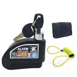 XYT WORLD Black 110DB Motorcycle Alarm Disc Brake Lock with 1.5m Yellow Remind Cable | Carrying Pouch Anti-Theft Waterproof Padlock For Motorcycle Bike Scooter E-bike E-Scooter Australia Standard