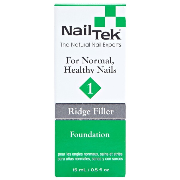 Nail Tek Foundation 1, Ridge Filling Strengthening Base Coat for Strong, Healthy Nails, 0.5 oz, 1-Pack