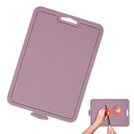 Silicone Cutting Board-Silicone Cutting Boards for kitchen, Silicone Chopping Board with Juice Grooves-Durable, Flexible for Kitchen with Hanging Holes, Foldable Design Drip Groove Grip Handle