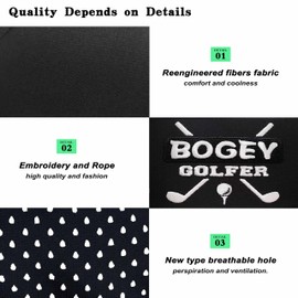 Clatnew - Sombreros divertidos de golf para hombres, sombrero de cuerda de golf para hombres, negro/blanco, 3. negro-3, Talla única