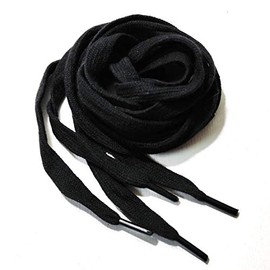 LIHUAMAO Pure Cotton Shoelaces 39'' 43'' 47" 51'' 55'' 86'' Inch Length 8mm Width For Sport Canvas Shoes (63inch/160cm, Black)