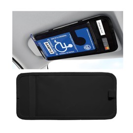 XINLIYA Car Handicap Placard Holder, Vehicles Sun Visor Disabled Parking Permit Sign Protector with Elastic Strap Pen Holder ＆ Note Paper Card Slot, Auto Interior Accessories, Universal Fit