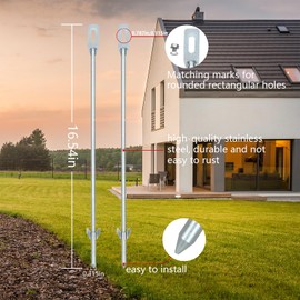 Silver Stake for Yard Sign 16.5" Long 0.3 Inch Thickness Sign Stand Metal Stake Holder for Ground Yard Lawn, Easy Install