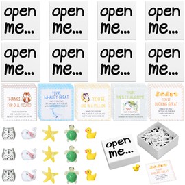 Hoolerry 45 Pcs Employee Appreciation Gifts Bulk for Coworkers Animal Pun Inspirational Note Cards Funny Gift Boxes and Resin Owl Whale Star Turtle Duck Thank You Staff Office Pocket Favors