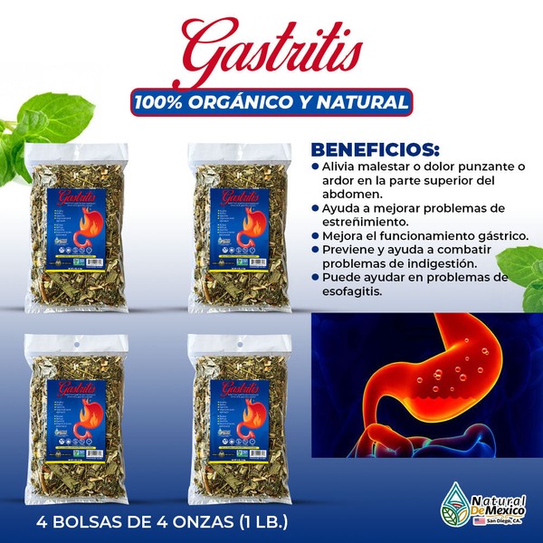 Tierra Naturaleza Compuesto Herbal Gastritis Tea Bolsa de 1 Lb (4 Bolsas de 4 oz)