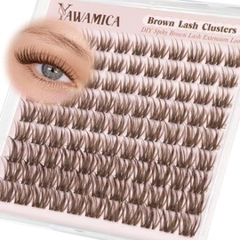 Brown Lash Clusters Natural Eyelash Clusters Soft Wispy Dark Brown Individual Lashes, CC Curl Brown Cluster Eyelash Extensions 10-14mm DIY Beginner-Fr