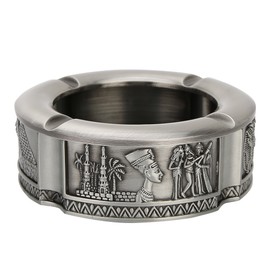 Ashtray Zinc Alloy Retro Egyptian Pharaoh Pattern Living Room Decoration Craft GiftAntique Tin