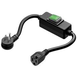 1.5Feet 90Degree Waterproof Extension Power Cord, in-Line On-Off Switch Extension Cable, SJTW 14AWG 3C Waterproof,Max.20A 125V Heavy Duty Inline Switch AC Power Cord