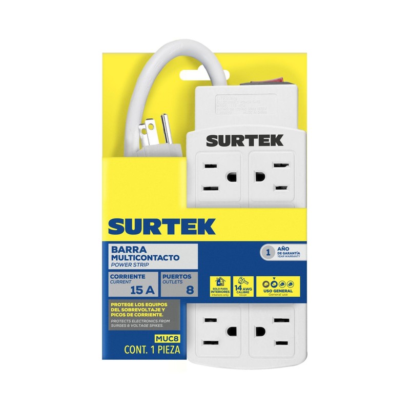 Surtek Barra multicontacto 8 entradas, 15 A