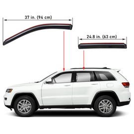 Lightronic WV194252 in-Channel Side Window Visor Deflector Rain Guard, Dark Smoke Shatterproof, 4-Pieces Set for 2011-2021 Jeep Grand Cherokee