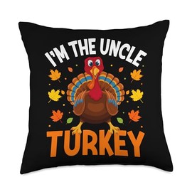 Matching Family Thanksgiving Turkey Costume Turkey Funny Family Thanksgiving Uncle Throw Pillow, 18x18, Multicolor