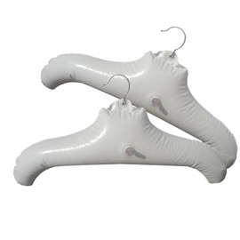 Coralpearl Inflatable Hangers for Travel X 2 in White Round Shoulder, Air Blow up Clothes Drying Hangars with Metal Hook, Compact, Space Saving, Foldable, Portable, Non Slip for Hand Wash Laundry