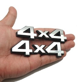 2Pc 4X4 Decal Fender Tailgate Emblem Badge 3D Nameplate Trunk 3D Raised Strong Adhesive Replacement for Universal Cars (Silver)