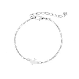 Yienate Boho Peace Dove Bracelet Freedom Pacifism Hand Chain Bohemian Beach Bracelet for Women and Girls (Silver), Metal