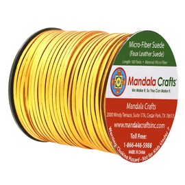 Mandala Crafts Metallic Gold Faux Suede Cord for Jewelry Making - 2.65mm 100 Yards Flat Vegan Leather Strings Laces Strips for Bracelets, Necklaces, DIY Crafts, and Dream Catchers Supplies