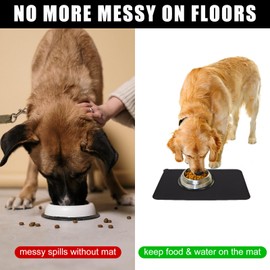 EPESTOEC Premium Silicone Dog Food Mat,Dog Bowl mat, Pet Food pad- Anti-Slip Pet Food Mat for Dogs and Cats - Waterproof and Easy to Clean 21 * 15 in Gray
