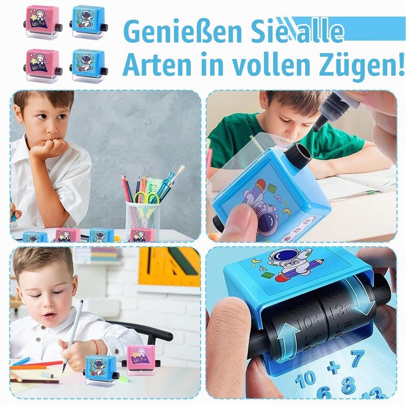 DWFEYOI Maths Stamp Roller, Pack of 4 Roller Digital Teaching