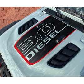 Skull Daddy Graphics 3.0 Diesel Hood Decal to fit Rubicon Jeep Wrangler Gladiator EcoDiesel JL JT 2018-2024 (Rubi Red Stripe)