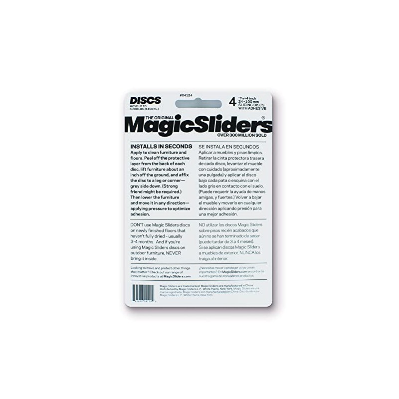 Magic Slider Rectangular Self-Stick Furniture Sliders 15/16" x 4", Heavy