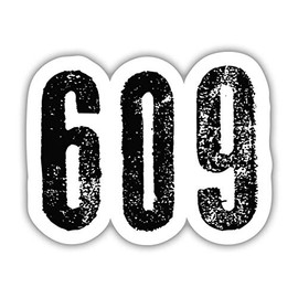 Squiddy 609 Area Code New Jersey City Home Town Local Pride - Vinyl Sticker Decal for Phone, Laptop, Water Bottle (3" high)