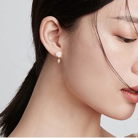 SLUYNZ 925 Sterling Silver Rose Dangle Earrings for Women Teenagers White Flower Dangle Earrings Tassel Wedding Earrings, Sterling Silver