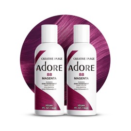 Adore Adore Semi Permanent Hair Color - Vegan and Cruelty-Free Purple Hair Dye - 4 Fl Oz - 088 Magenta (Pack of 2)