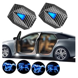 LZLRUN Animated Projection Welcome Light, Running Ice Fire Horse Door Welcome LED Light for Car
