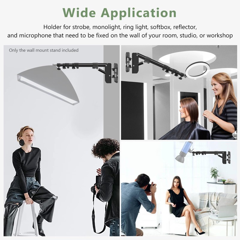 MSKIRA Ring Light Wall Mount with Triangle Base, 43.3inch/110cm Length
