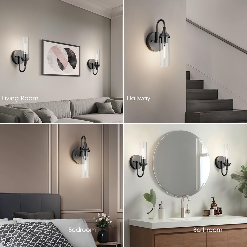 Aipsun Black Wall Sconces Set of Two, Sconces Wall Lighting