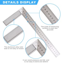 FEMONGY Try Square, Pack of 2 30 cm Right Angle Carpenter's Square with Stop, Aluminium Alloy Millimetre Scale Measuring Layout Angle Tool for Carpenters Engineers