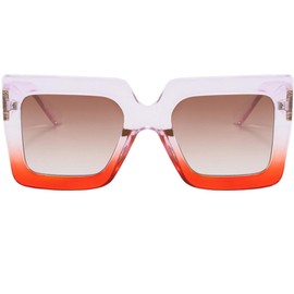 Onrtry Oversized Square Sunglasses for Women Men Thick Frame Big Sun Glasses Vintage Fashion Shades UV Protection Sunnies(Purple&Orange Frame/Brown)