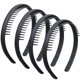 4 Pack Unisex Headbands, Elastic Comb Non-slip Hair Band, DIY Hair Hoop Gripper Teeth Hairbandfor Men and Women