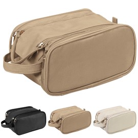 SYCYKA Cosmetiquera para Maquillaje, Bolsa de Maquillaje de Gran Capacidad, Bolsa de Maquillaje de PU Impermeable con Asa y Separadores, Cosmetiquera de Viaje, Neceser para Mujeres y Hombres (Marrón)