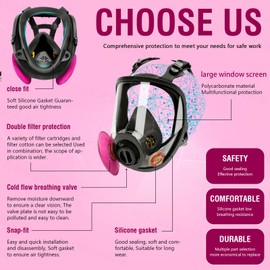 Reusable Respirator Mask - Large Full Face Gas Mask with 4pcs 2097 Filters Against Gas/Dust/Chemicals/Organic Vapor/Formaldehyde Perfect for Welding, Painting, Car Spraying, Sanding, Resin Work