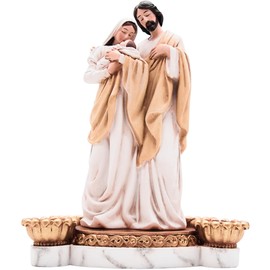 Wowser Holy Family Advent Candleholder, Religious Holiday Decor, Freestanding Tabletop Decoration, 8.75 Inches