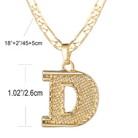 kelistom Initial Necklace for Women Men, Gothic 14K Gold Plated 26 Letters Pendant Necklace, Figaro Paperclip Chain with Extension