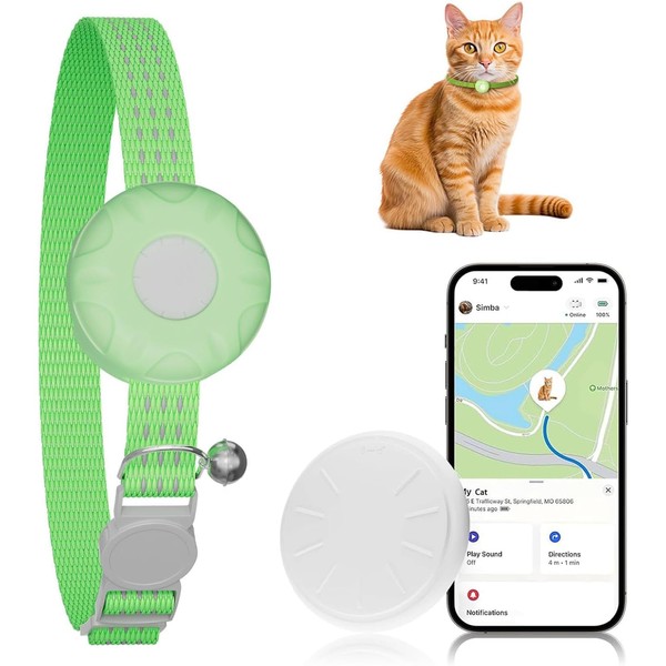 Cat Tracker Collar,No Subscription (iOS Only),Waterproof Pet Tracker for Cats