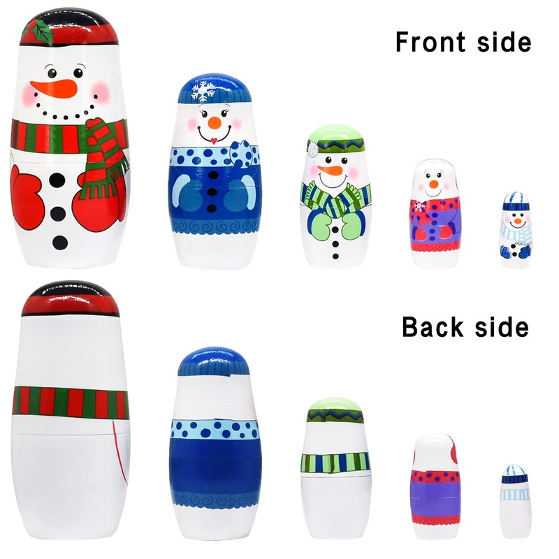 ELUTONG Russian Nesting Dolls for Kids - Traditional Snowman Wooden