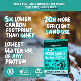 Freshfield Vegan Protein Powder, 24g Plant-Based Protein, Upcycled Barley Rice, Smooth, Non-Gritty Texture, Plastic Negative & Carbon Neutral, Plain Flavour, Plant-Based Recyclable Packaging